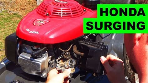 Honda mower surging fix - If you have a lawn mower blowing white or blue smoke, you can be almost certain that it is due to the engine burning oil. These are reasons why your engine could be burning oil (from the most common to the least): The lawn mower was tilted on its side incorrectly, or was used at a very steep angle. Too much engine oil was put into the lawn ...